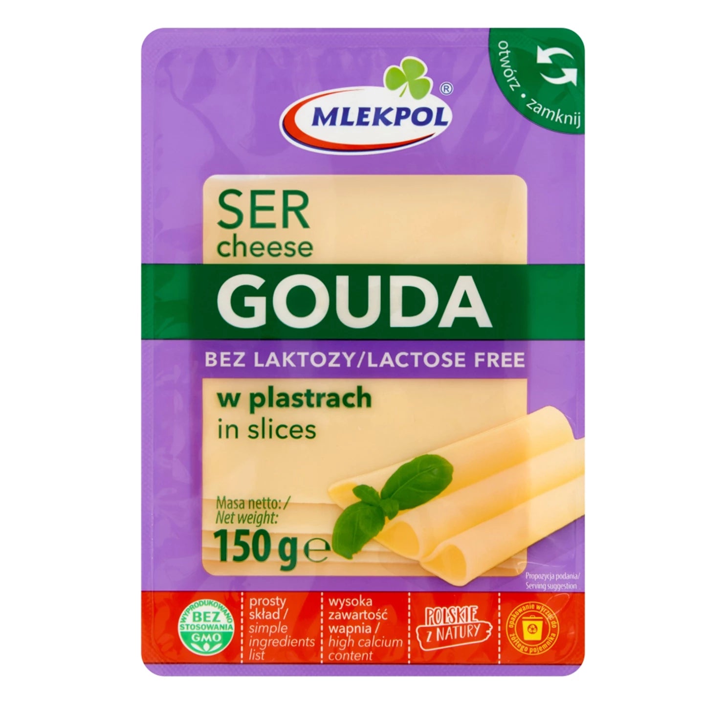 MLEKPOL GOUDA CHEESE SLICES LACTOSE-FREE 150g