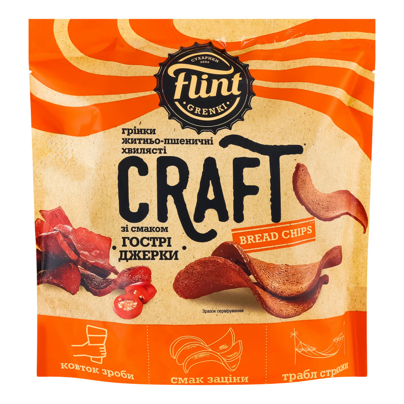 Flint Craft Wavy Rye-Wheat Croutons Spicy Jerky Flavor 90g