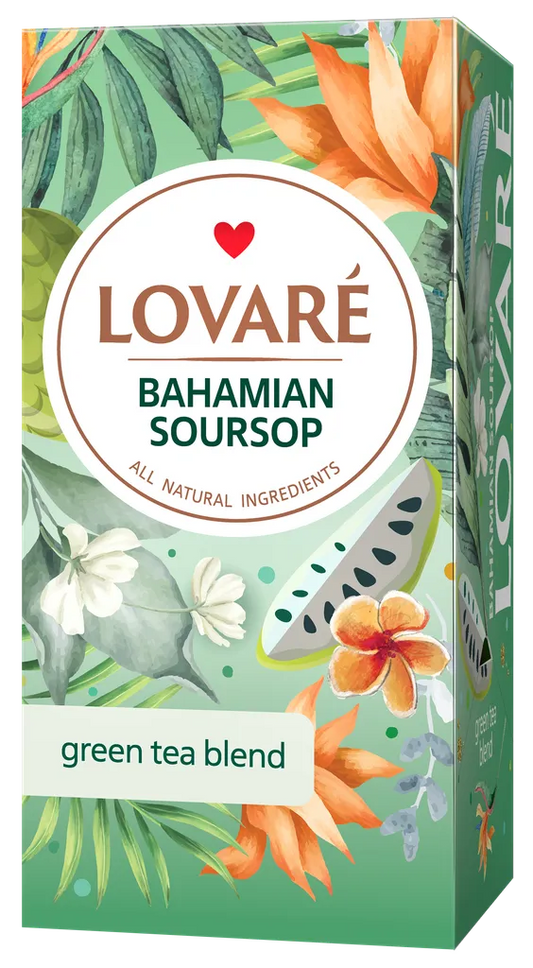 Lovare Bahamian Soursop Green Tea (24 Tea Bags × 1.5 g)