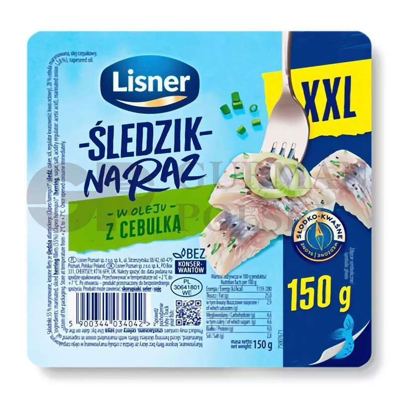 Herring Fillets with Onion in Rapeseed Oil 150 g — Lisner