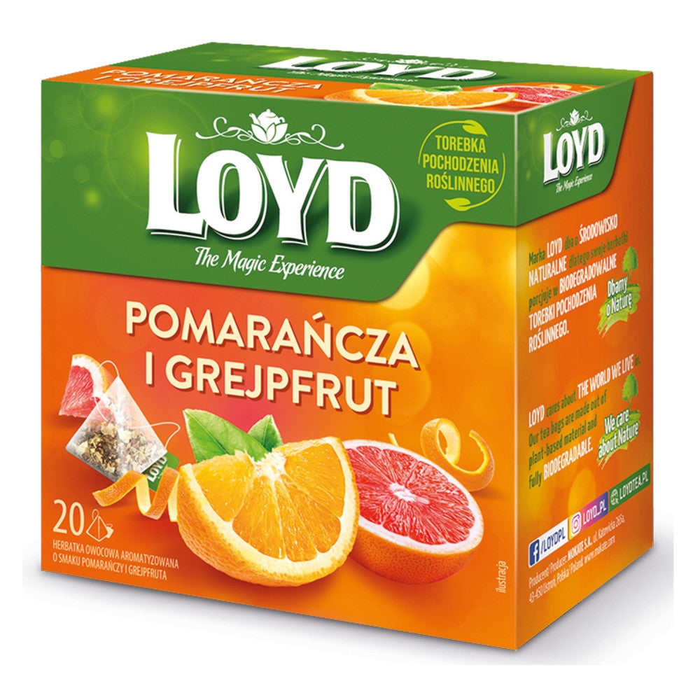 HERBATA LOYD EXP POMARAŃCZA I GREJPFRUT 20X2G PIRAMIDKA
