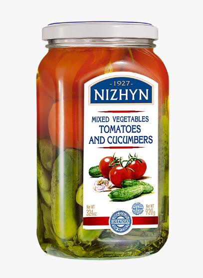 Nizhyn Pickled Cucumbers and Tomatoes 920g